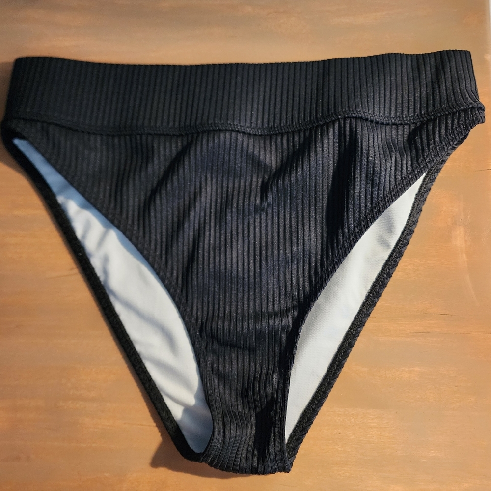 OP high waist ribbed black bikini bottoms‎